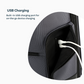 Stylera durable laptop backpack for travel showing external zip pocket with built in USB charging port and white cable