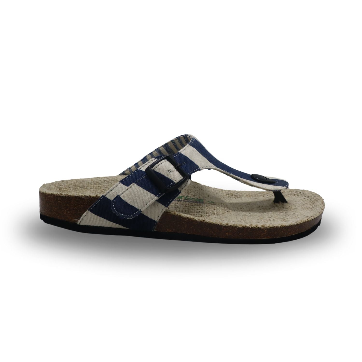 Stylish eco-friendly men's footwear sandals with striped design and comfortable footbed