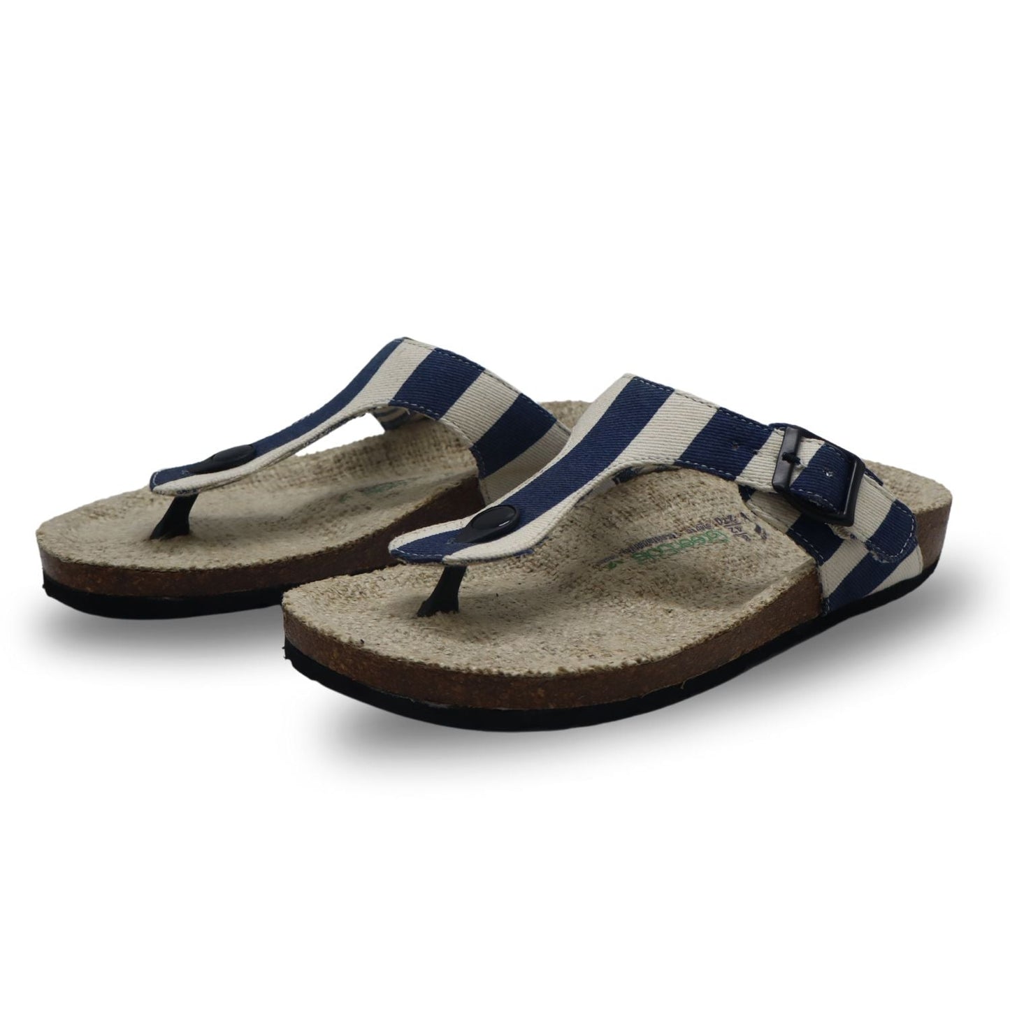 Stylera eco-friendly men's footwear sandals with a striped design and adjustable buckle