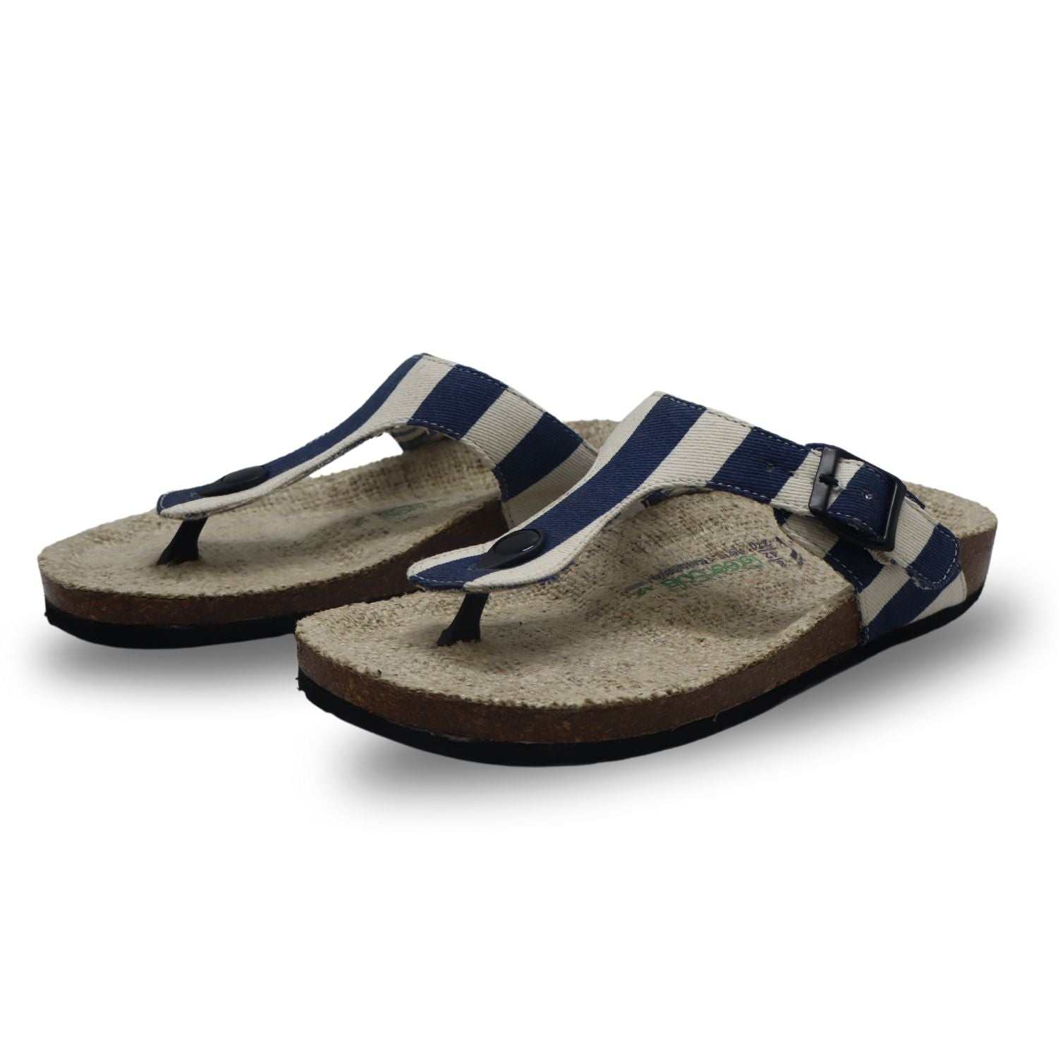 Stylera eco-friendly men's footwear sandals with a striped design and adjustable buckle