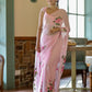 Elegant party wear chiffon saree with floral embroidery in soft pink, perfect for special occasions.