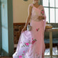 Elegant party wear chiffon saree in pink with floral design, perfect for special occasions