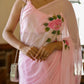 Elegant party wear chiffon saree in soft pink with floral embroidery for stylish occasions