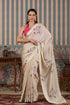 Elegant party wear saree in beige with floral embroidery, perfect for special occasions