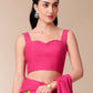 Elegant pink saree for parties with floral details and a matching blouse for fashionable occasions