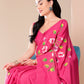 Elegant pink saree for parties featuring floral designs, perfect for festive occasions.