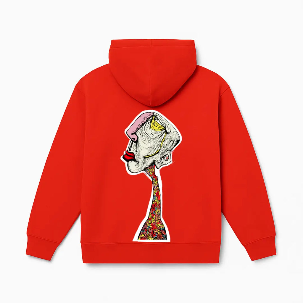 Enigma Gaze Printed Red Hoodie FLYAF