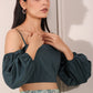 Ethnic crop top and skirt set featuring puff sleeves and a stylish printed skirt