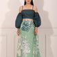 Stylish ethnic crop top and skirt set with puff sleeves and a floral print skirt