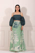 Stylish ethnic crop top and skirt set with puff sleeves and a floral print skirt