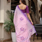 Elegant Stylera exclusive designer saree for parties in pink with purple floral design and trendy draping