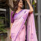 Elegant pink exclusive designer saree for parties with floral patterns and a stylish drape
