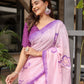 Elegant Stylera exclusive designer saree for parties in soft pink with floral designs