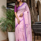 Elegant Stylera exclusive designer saree for parties in pink and purple with floral patterns