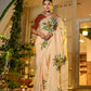 Elegant exclusive handmade Indian saree with floral patterns, perfect for festive occasions and celebrations