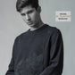 Crew Neck Black Sweatshirt with Floral Chest Embroidery for Men