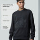Crew Neck Black Sweatshirt with Floral Chest Embroidery for Men