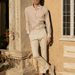 The Monaco Linen Striped Shirt in Pecan Brown