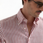 The Monaco Linen Striped Shirt in Raspberry Red