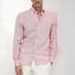 The Monaco Linen Striped Shirt in Raspberry Red
