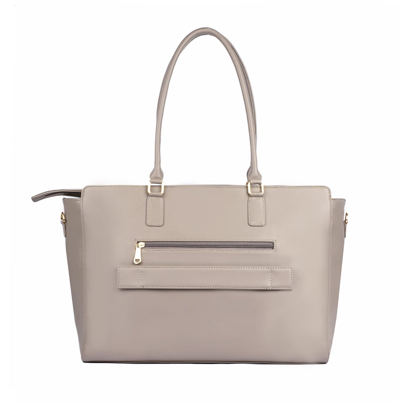 Stylish oversized tote bag in light gray, perfect as a fashionable laptop tote bag with ample storage.