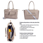 Stylish oversized tote bag with multiple pockets, ideal for carrying a fashionable laptop tote bag