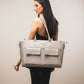 Oversized tote bag in gray with pockets, stylish and functional fashionable laptop tote bag