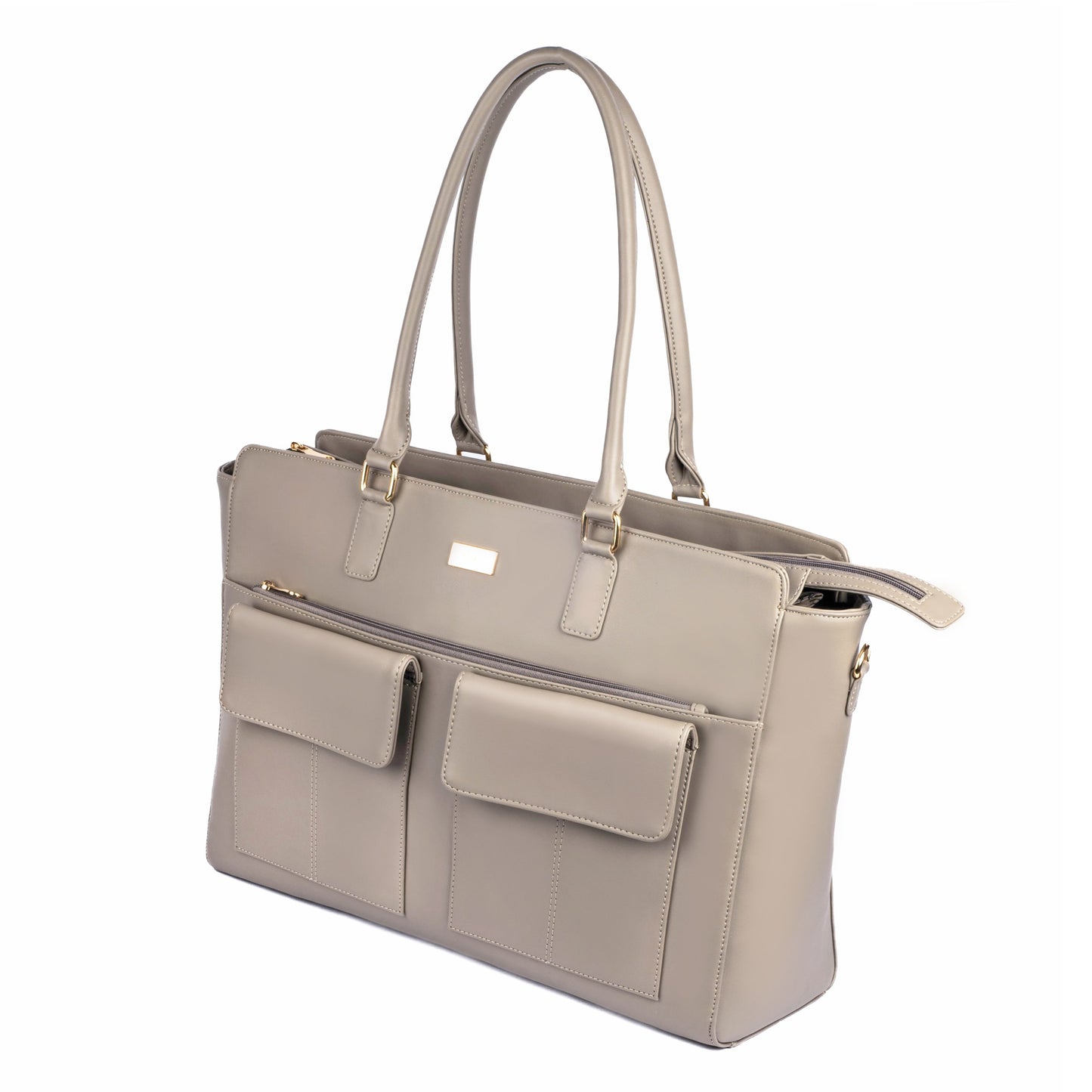 Stylish oversized tote bag in gray, perfect for carrying a fashionable laptop tote bag