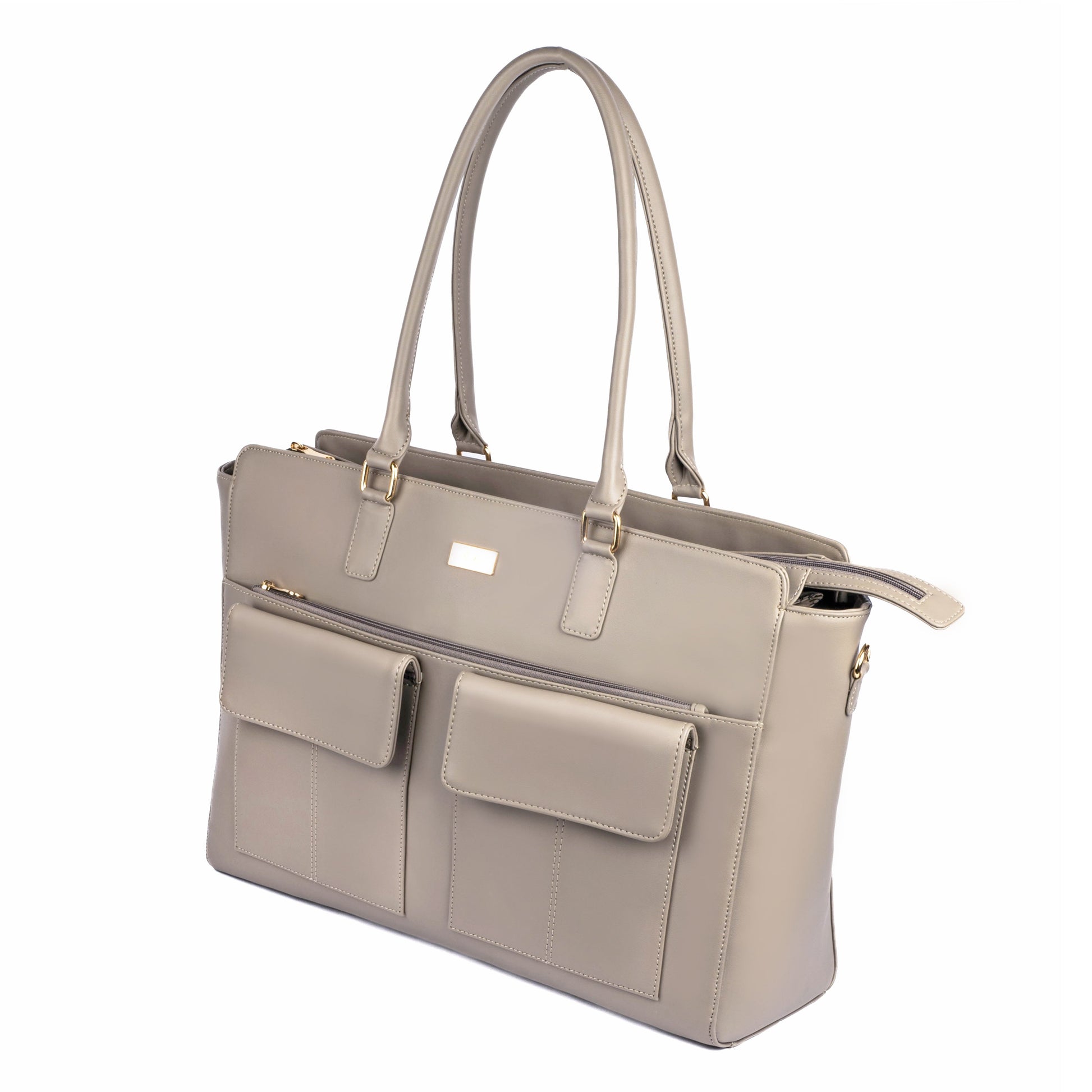 Stylish oversized tote bag in gray, perfect for carrying a fashionable laptop tote bag