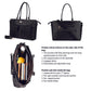 Fashionable large tote for laptops featuring multiple pockets and a detachable strap for versatility