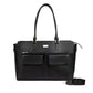 Stylish black oversized tote bag with multiple pockets, ideal fashionable large tote for laptops