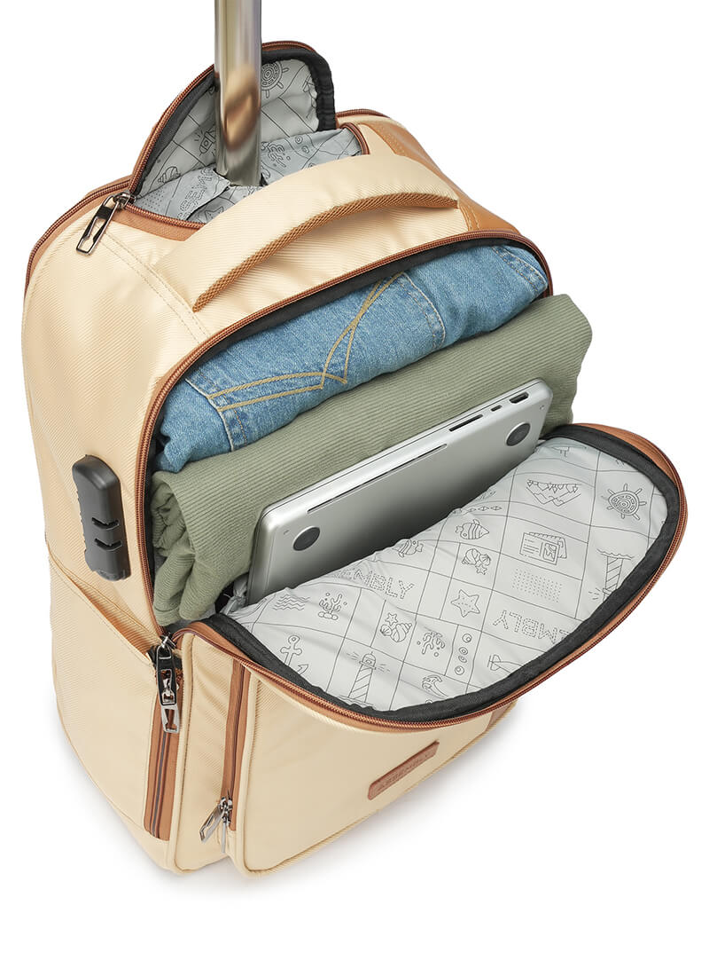 Jetson | Beige | Laptop Trolley Backpack