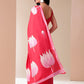 Elegant floral designer mal mal saree in vibrant pink with beautiful lotus prints for special occasions