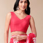 Stylera Floral Designer Mal Mal Saree in vibrant pink with elegant floral patterns