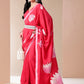 Elegant Stylera floral designer mal mal saree in vibrant pink with floral patterns and decorative border