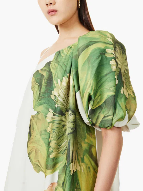 Floral Abstract Print Maxi Gown De Novoo