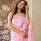 Elegant floral pink saree for women with delicate flower patterns, perfect for festive occasions