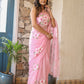 Floral pink saree for women featuring beautiful floral embroidery for special occasions