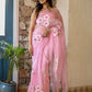 Elegant floral pink saree for women featuring beautiful floral patterns, perfect for special occasions