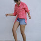 Stylera floral print casual shirt for women, perfect for summer styling with shorts