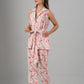 Floral printed two piece set for women featuring a stylish sleeveless top and matching trousers