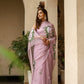 Elegant floral statement saree in light purple with intricate floral designs for special occasions