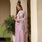 Elegant Stylera floral statement saree in soft pink with intricate floral embroidery