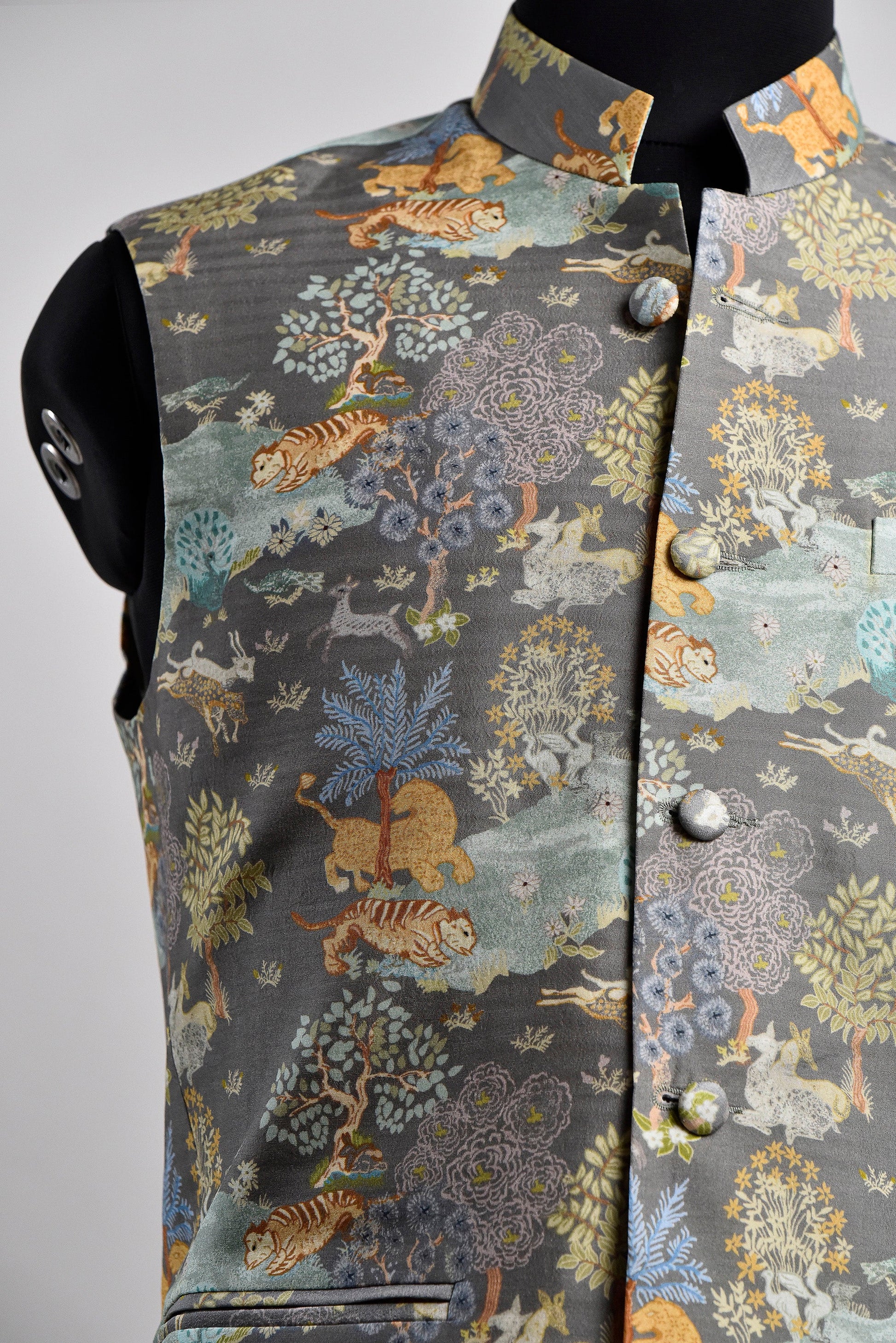 Stylera Men's Jacket in Printed Fabric for Formal Ethnic Wear for Men