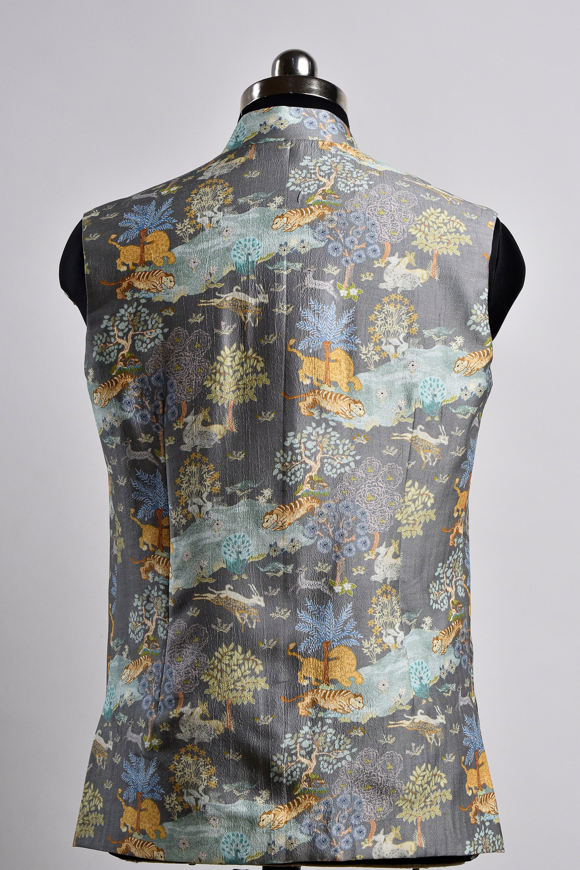 Back view of Stylera Jacket for formal ethnic wear for men with intricate floral patterns