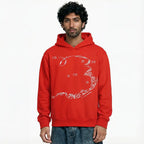 Enigma Gaze Printed Red Hoodie FLYAF