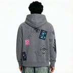 Cryptic Canvas Regular Fit Printed Grey Hoodie FLYAF