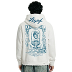 Ethereal Edge Regular Fit Printed White Hoodie FLYAF