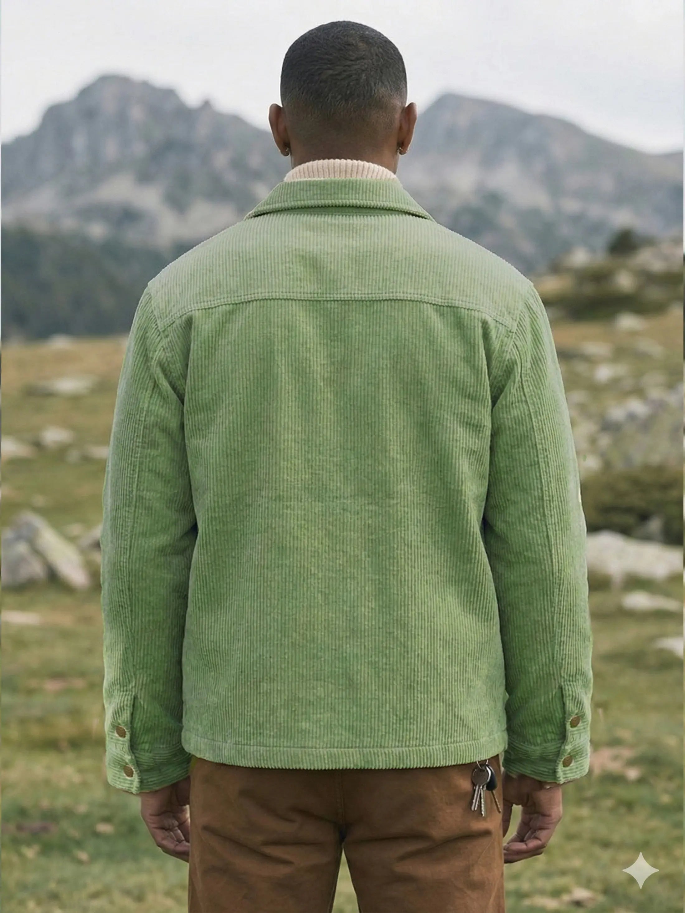 Men's Corduroy Oversized Mint Green Shacket Stylstpls