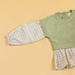 Stylera girls co-ord set featuring a green top with plaid sleeves for stylish outfits